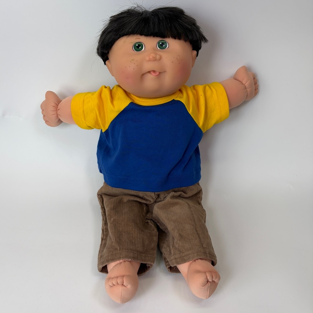 VTG Cabbage Patch Kids Babyland 2001 Boy Black Hair Bowl Cut Tongue Toys R Us